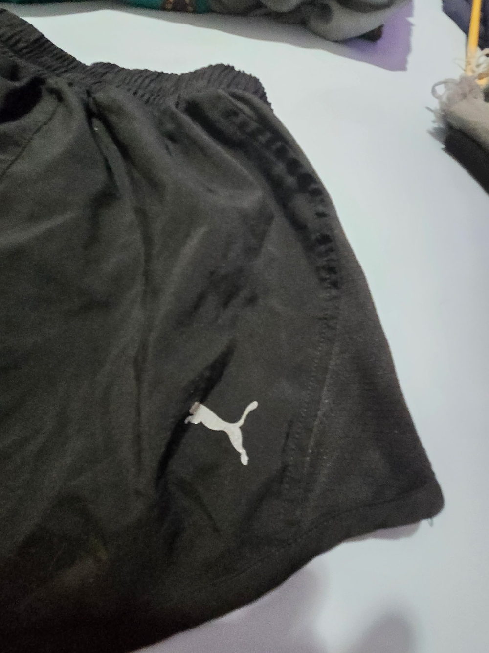 Puma Black Shorts with White Logo Print